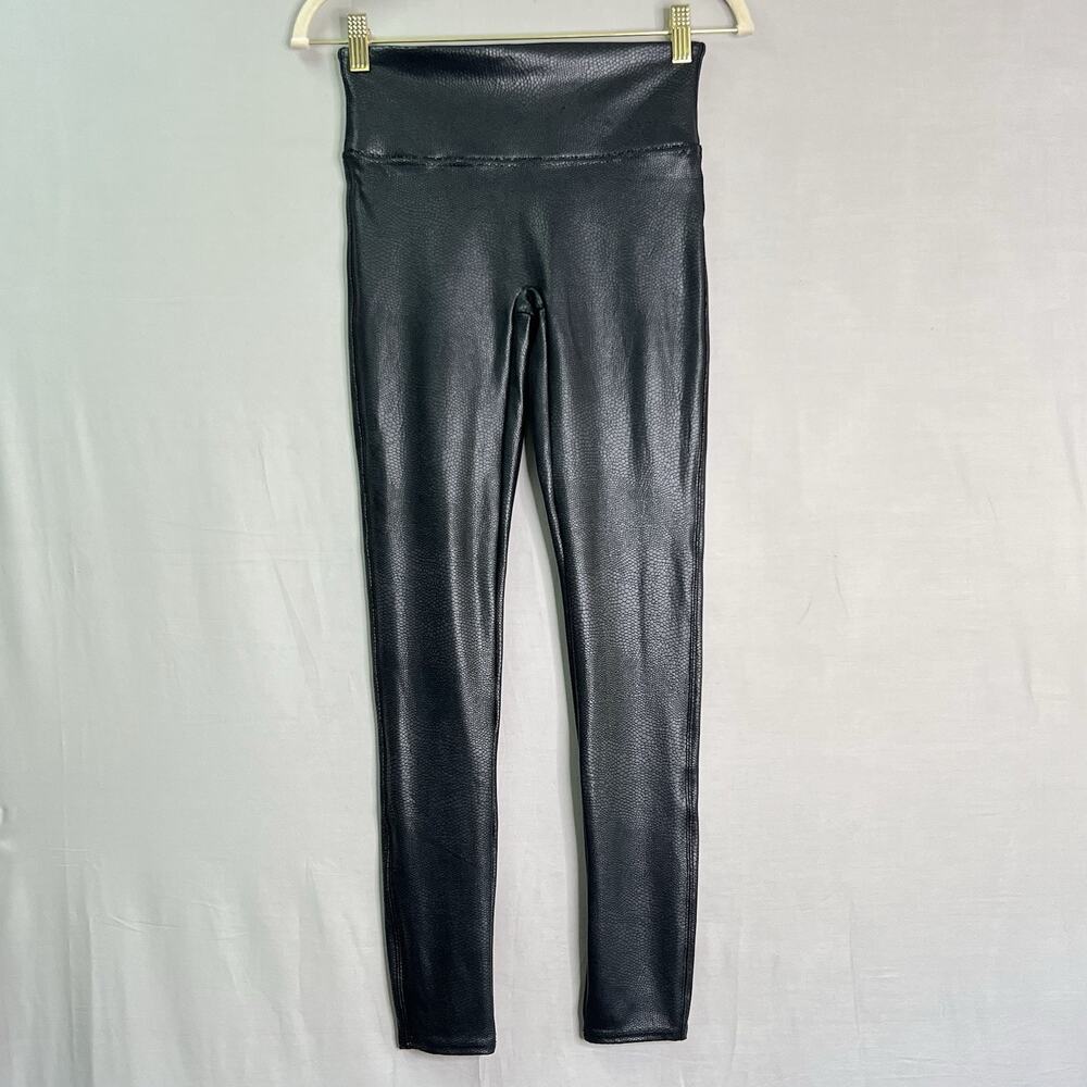 Spanx Pants Womens Sz‎ S Faux Leather Leggings Ankle Stretch Snake Print Pull On